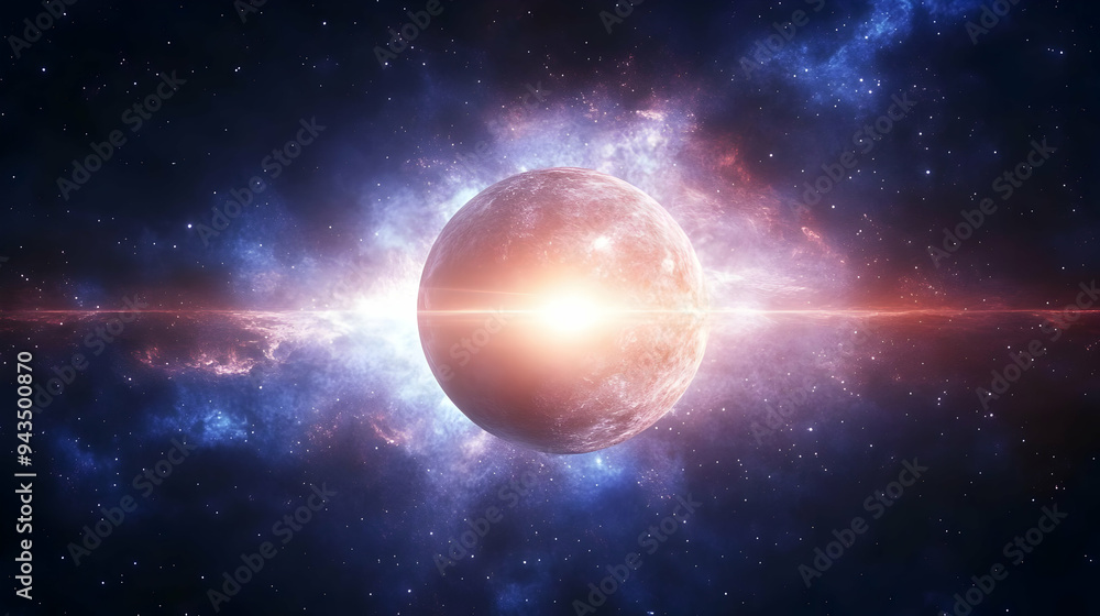 Fototapeta premium A bright star explodes in a spectacular display of cosmic energy, illuminating the surrounding nebula with brilliant light.