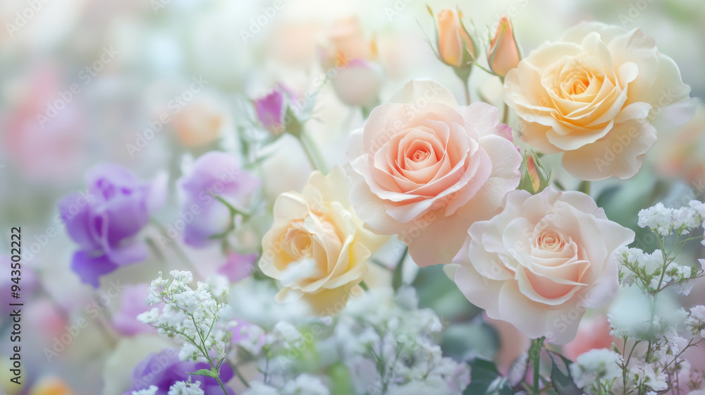 Soft-focus field of colorful spring flowers Soft-focus field of colorful spring flowers