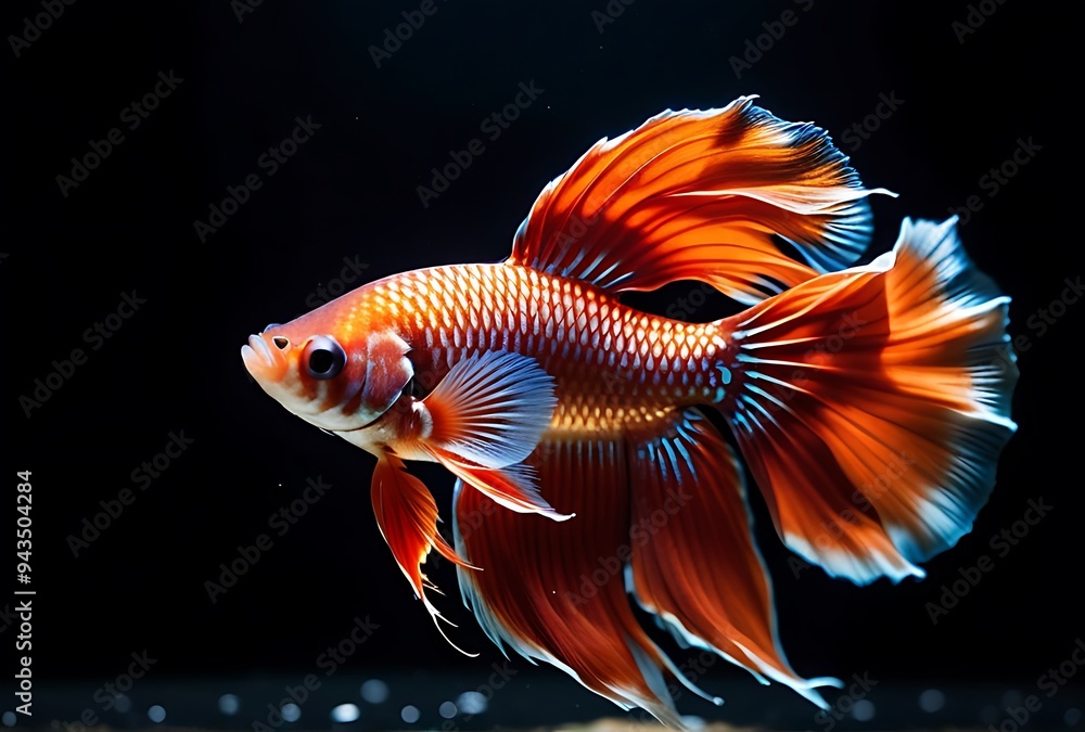 Fototapeta premium moment captured fighting betta fish black background