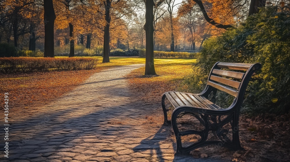 Cozy Bench Overlooking a Tranquil Park Pond Cozy Bench Overlooking a Tranquil Park Pond