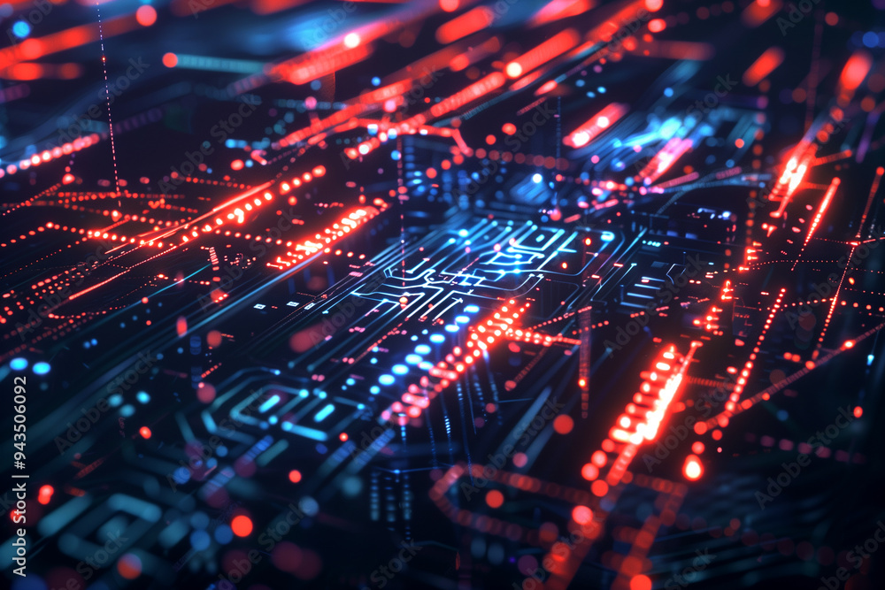 A futuristic cityscape at night showcases a blend of communication and advanced technology. Generative AI. A futuristic cityscape at night showcases a blend of communication and advanced technology. Generative AI.