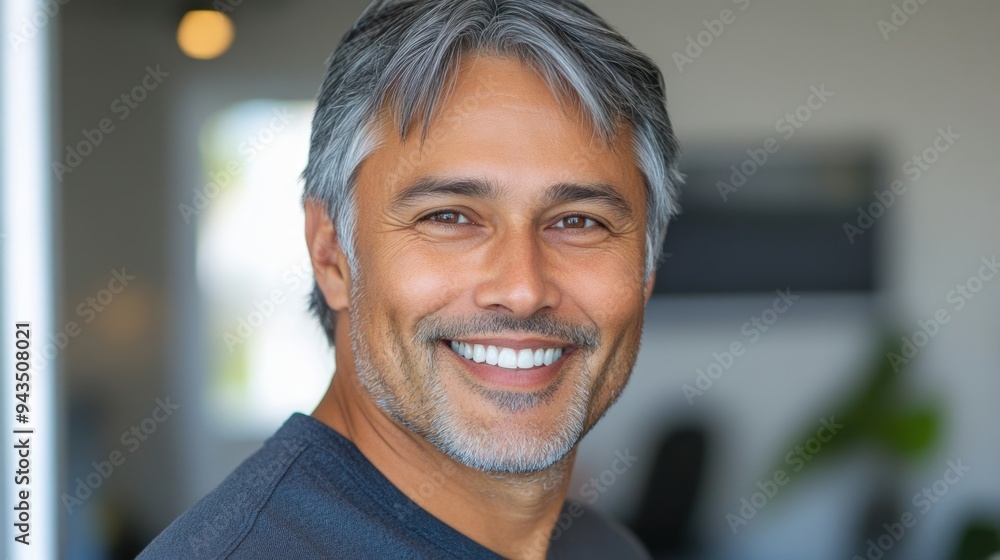 Smiling Mature Man with Salt and Pepper Hair Portrait Smiling Mature Man with Salt and Pepper Hair Portrait