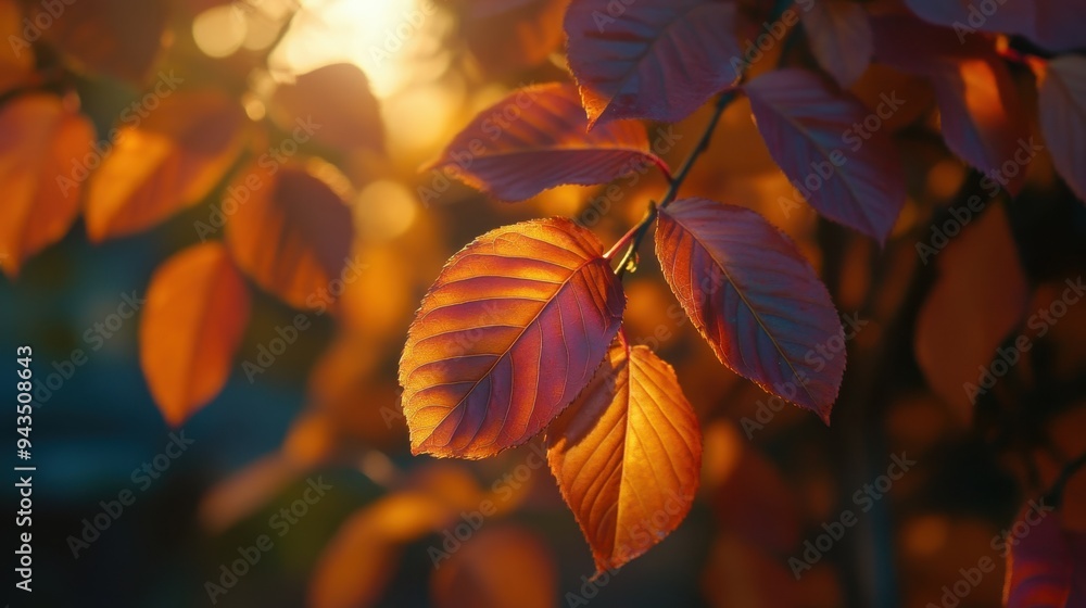 Autumn Leaves Glow in Warm Sunset Light Autumn Leaves Glow in Warm Sunset Light