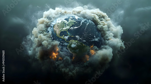 A burning Earth engulfed in...