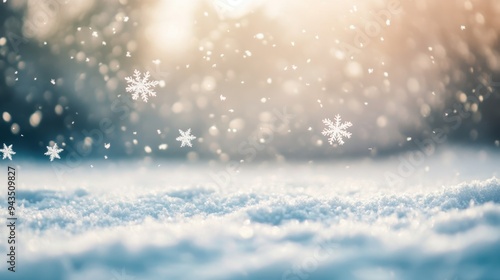 Enchanting Winter Wonderland: Delicate Snowflakes and Sparkling Snow
