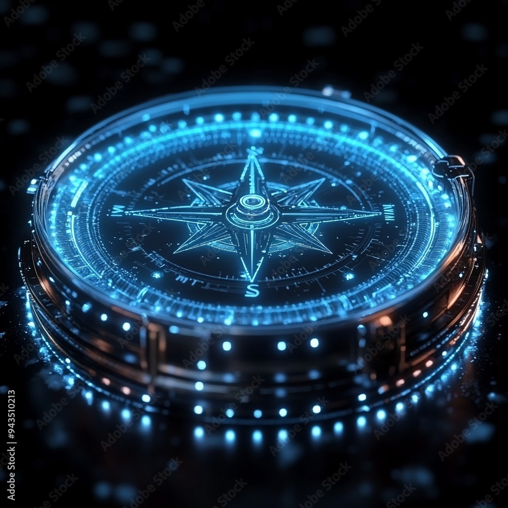 custom made wallpaper toronto digitalDigital Compass: Navigating the Future: A futuristic digital compass with glowing blue lights. The intricate details and sleek design evoke a sense of innovation and direction.  
