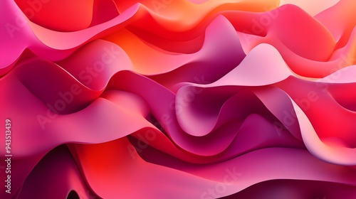 7. Vibrant 3D design with pink and red tones, seamless patterns, and dynamic, curvaceous forms, perfect for modern wallpapers and looping animations photo