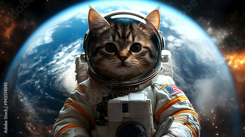 A cat in a spacesuit with t...