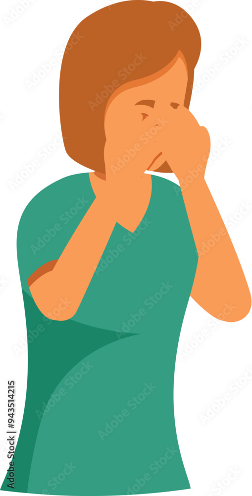 Young woman is depicted experiencing sadness and distress, covering her face with her hands while crying Young woman is depicted experiencing sadness and distress, covering her face with her hands while crying