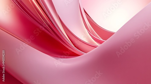 17. Sleek 3D rendering in pink and red with smooth curves and minimalistic design, perfect for modern product displays and looping animations photo