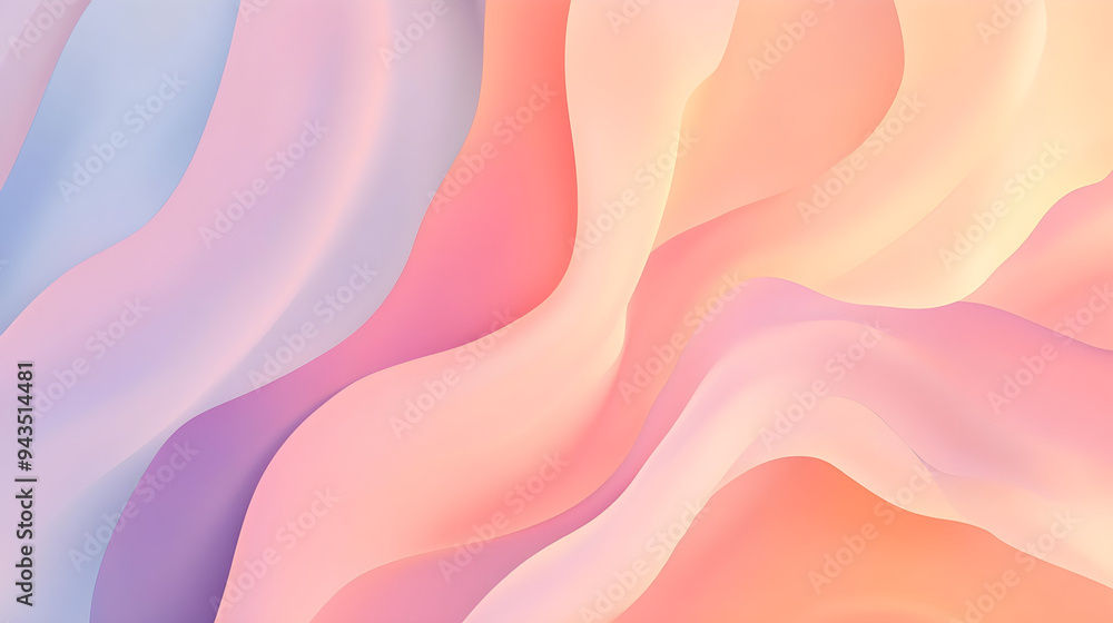 Obraz premium A soft pastel-colored abstract background flows with smooth gradients and gentle curves creating a serene and calming atmosphere