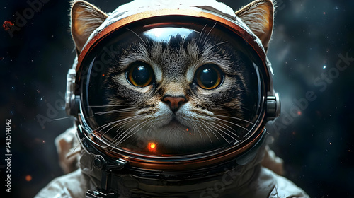 A cat wearing an astronaut ...