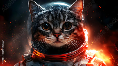 A cat wearing an astronaut ...