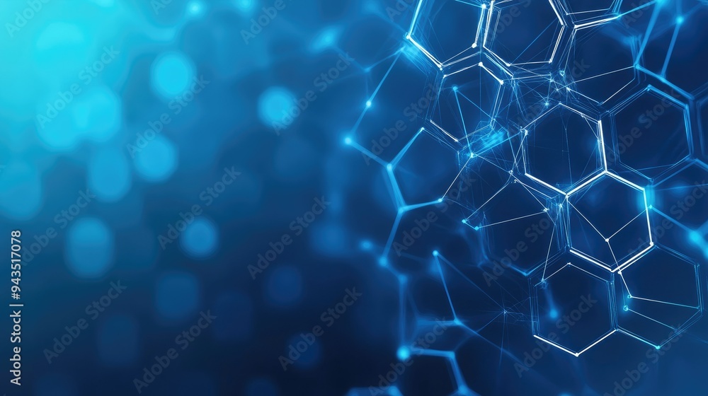 A modern abstract technology background with 3D hexagons, digital connections, and a gradient blue backdrop, symbolizing innovation A modern abstract technology background with 3D hexagons, digital connections, and a gradient blue backdrop, symbolizing innovation