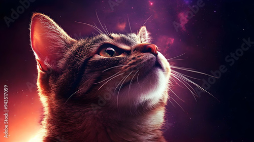 A cat's face looking up at ...