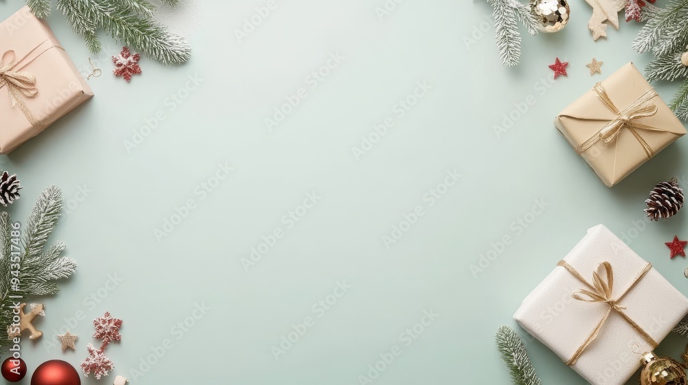 Modern Minimalist Holiday Wallpaper with Soft Pastel Background and Christmas Decorations, Perfect for Festive Designs Modern Minimalist Holiday Wallpaper with Soft Pastel Background and Christmas Decorations, Perfect for Festive Designs