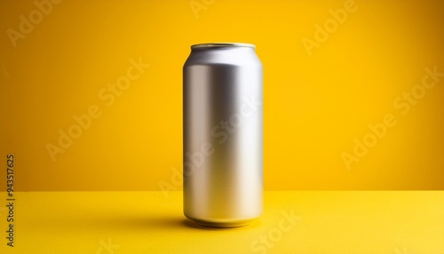 aluminum can mockup on yellow background 500 ml aluminum soda can mock up