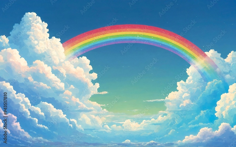 rainbow view background in sky in pixel style, Ai Generated Image rainbow view background in sky in pixel style, Ai Generated Image