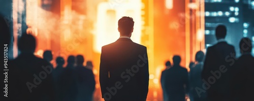 A techsavvy entrepreneur presenting a groundbreaking business idea to a group of venture capitalists in a sleek urban setting