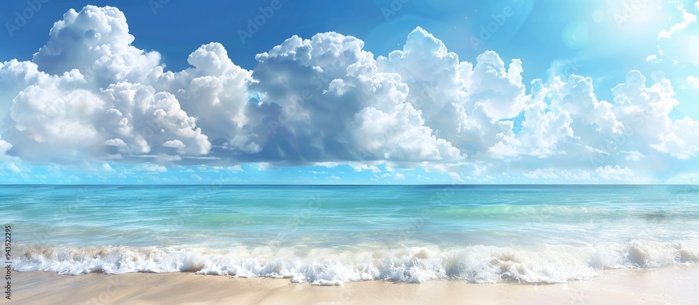 Scenic beach landscape with a picturesque sky clouds and ample copy space image Scenic beach landscape with a picturesque sky clouds and ample copy space image