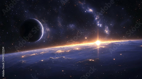 A celestial sunrise with a ...