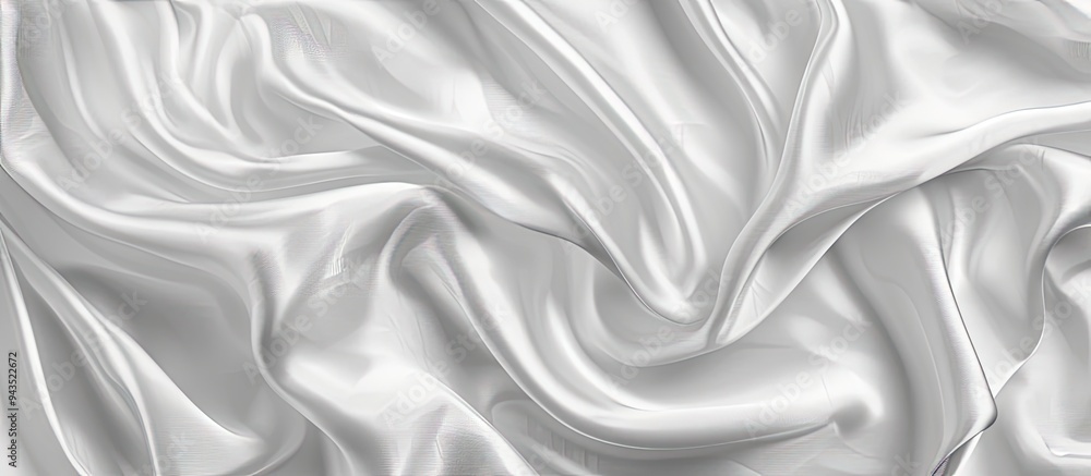 Obraz premium A white silk fabric serving as a background for a copy space image
