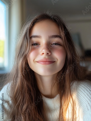 Smiling Teen Girl with Casual Hairstyle