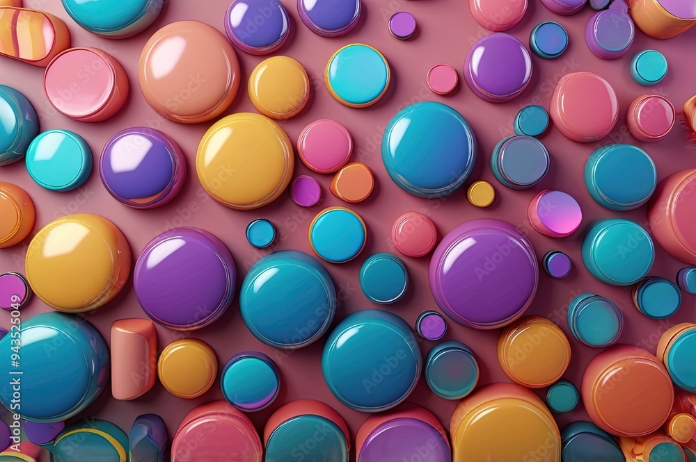 abstract iridescent round cylinder shapes with colorful gradient. abstract iridescent round cylinder shapes with colorful gradient.