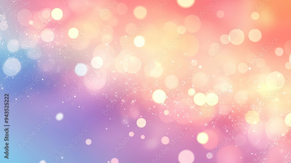 Obraz premium Abstract pastel background with floating bokeh lights in a vector illustration, evoking a soft and gentle atmosphere.
