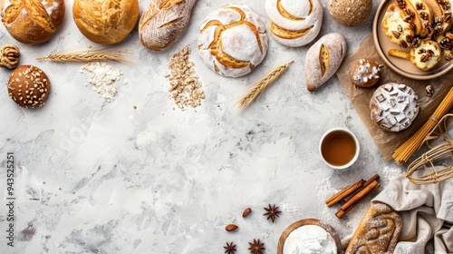 Freshly baked bread on white background