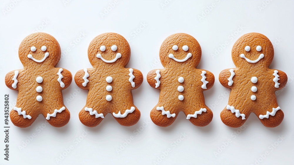 A set of ginger men on a white isolated background. Traditional dessert for Christmas and New Year. Ginger biscuits and aysing pattern.Christmas poster, banner, poster, template. A set of ginger men on a white isolated background. Traditional dessert for Christmas and New Year. Ginger biscuits and aysing pattern.Christmas poster, banner, poster, template.