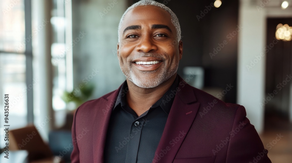 Fototapeta premium Confident Mature Businessman Smiling in Office Environment