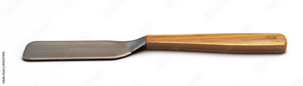 A baker s dough scraper, bakery tool, realistic style, metal and wood, isolated on white background A baker s dough scraper, bakery tool, realistic style, metal and wood, isolated on white background