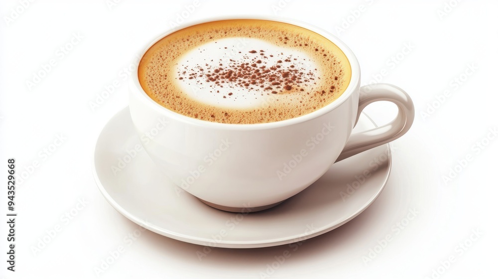 A cappuccino with frothy milk, coffee element, 3D illustration, smooth and creamy, isolated on white background A cappuccino with frothy milk, coffee element, 3D illustration, smooth and creamy, isolated on white background