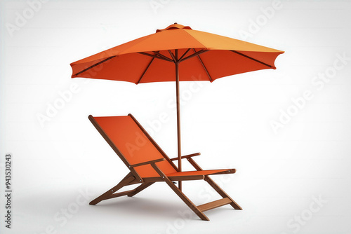 Beach Chair And Umbrella On...