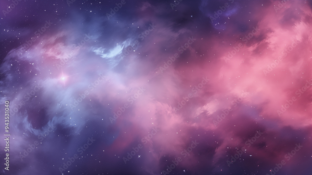 Cosmic Nebula Clouds In Soft Pastel Shades With Starry Background