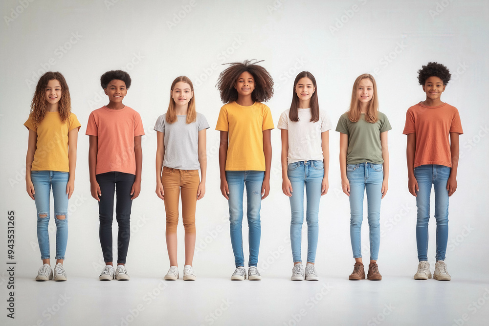 Obraz premium Diverse Kids On White Background