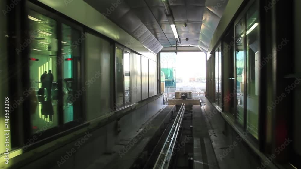 Interior View of Automated People Mover in Motion at Fiumicino Airport, Rome Interior View of Automated People Mover in Motion at Fiumicino Airport, Rome