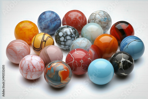 Marbles Balls On White Back...