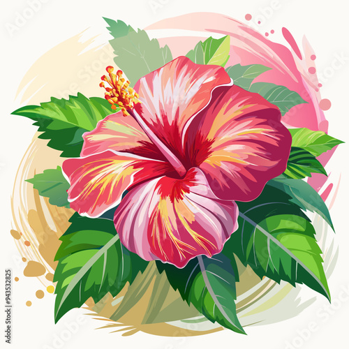 realistic watercolor hibiscus flower photo