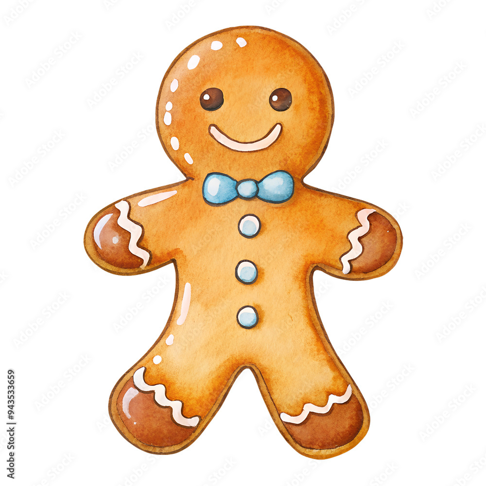 Fototapeta premium Hand-Drawn Gingerbread Man Illustration on White Background. Perfect for: Christmas, Holiday Baking, Festive Events