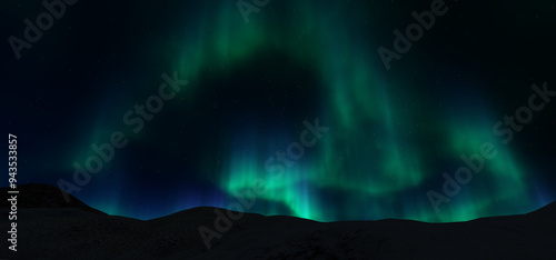 Colorful Northern Lights over starry night sky