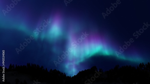 Colorful Northern Lights over starry night sky