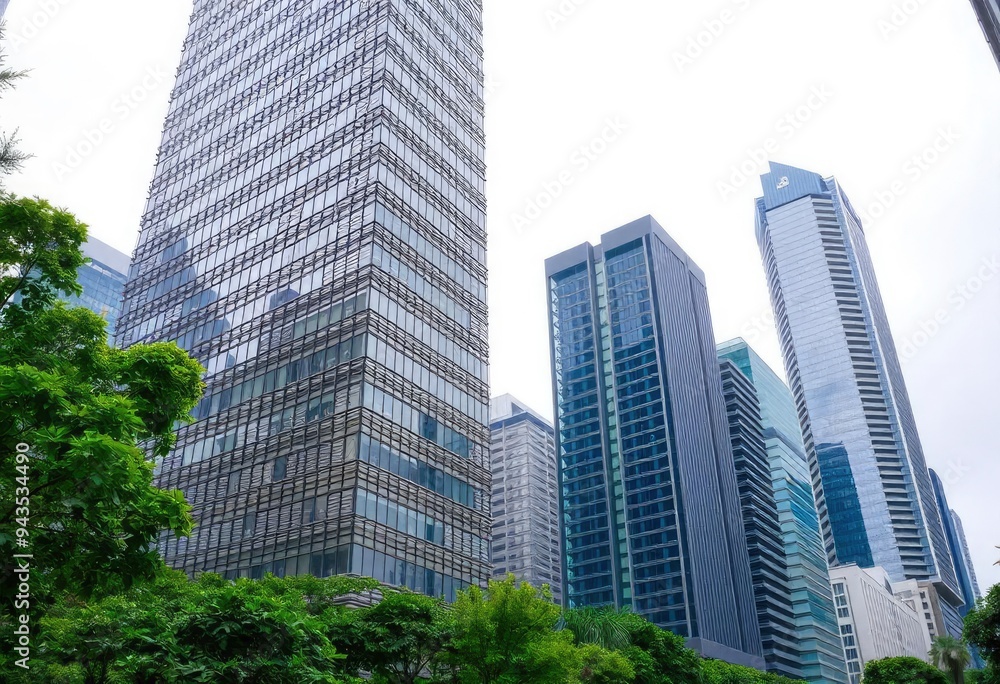 Office building glass and city skyline, ai Office building glass and city skyline, ai