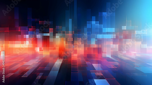 Abstract Digital Background with Red and Blue Blocks in a Futuristic Design