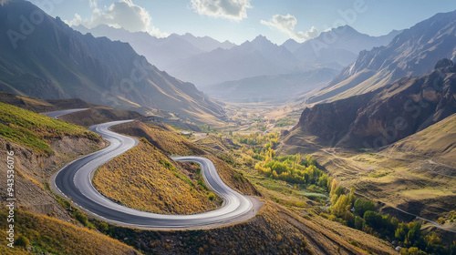 Scenic view of a winding road through the mountains