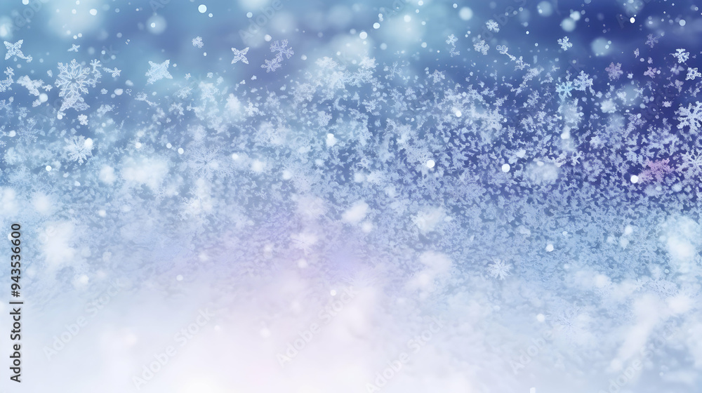 Obraz premium Winter Wonderland Background with Falling Snowflakes and Blurry Lights
