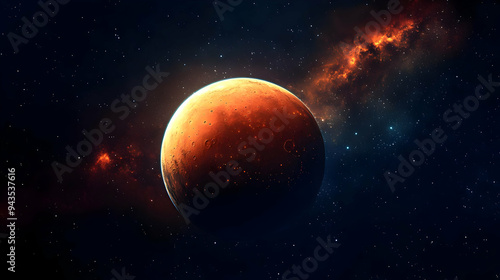 A close-up view of Mars, th...