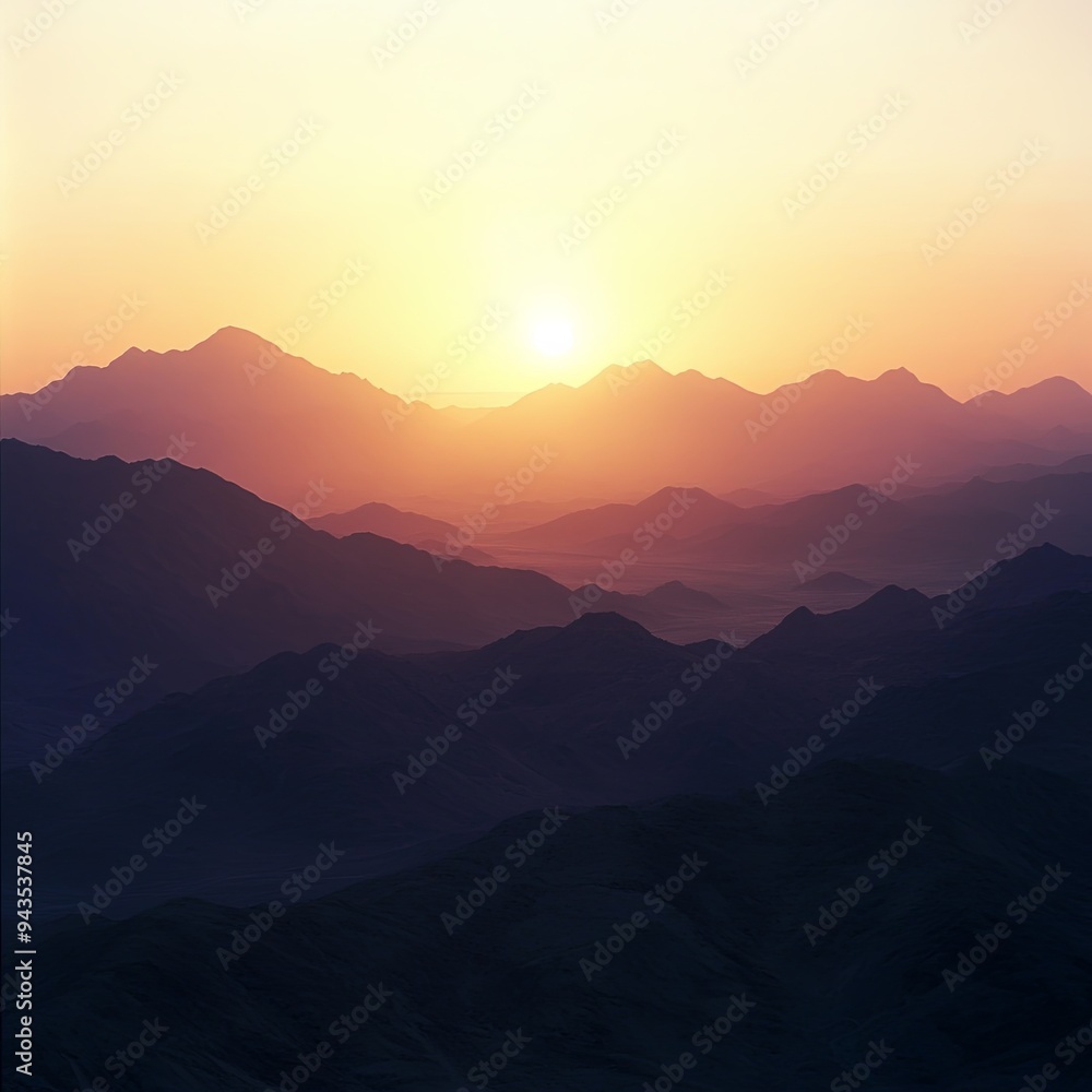 Fototapeta premium Sunset over Sinai desert mountains