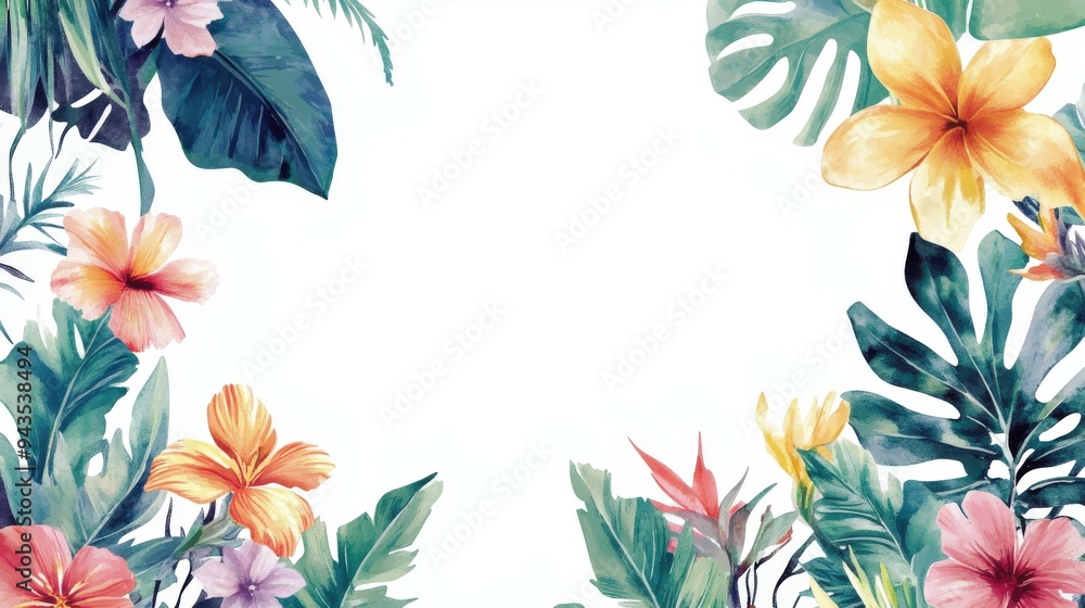 Fototapeta premium Floral border with vibrant colors and ample copy space for creative use